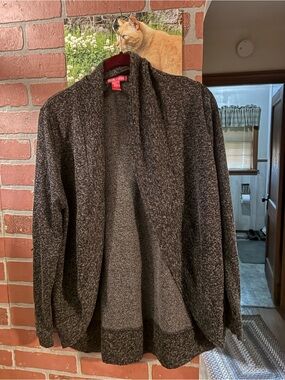 Cozy Open-Front Shawl Cardigan - Charcoal Heather